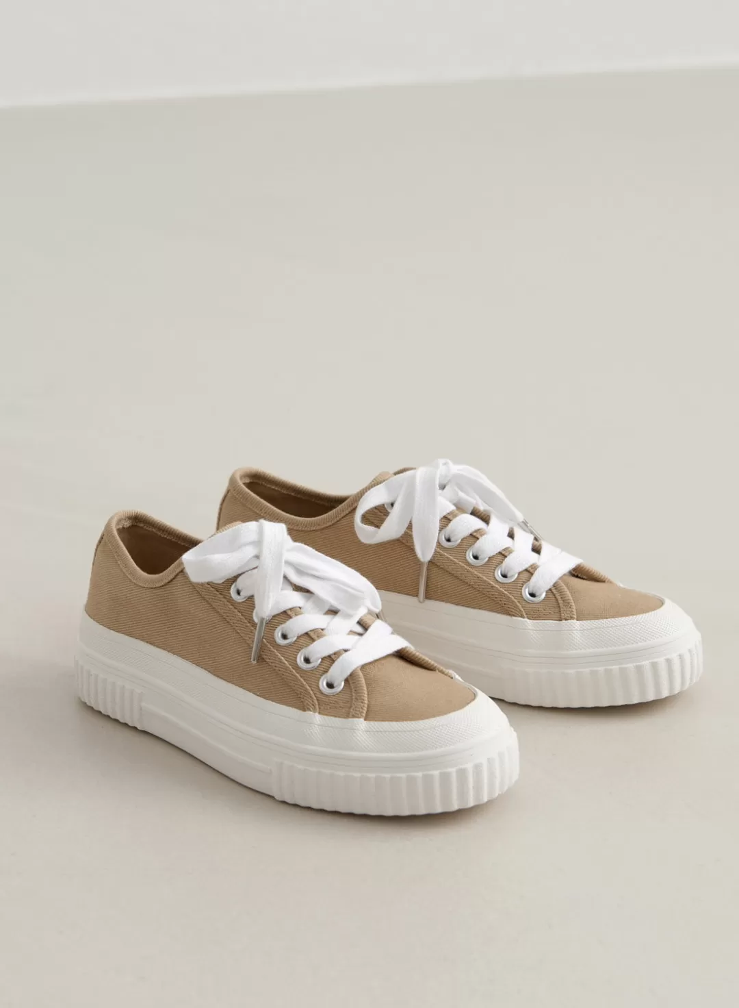 AIM’N Cotton Canvas Sneakers Beige Shop