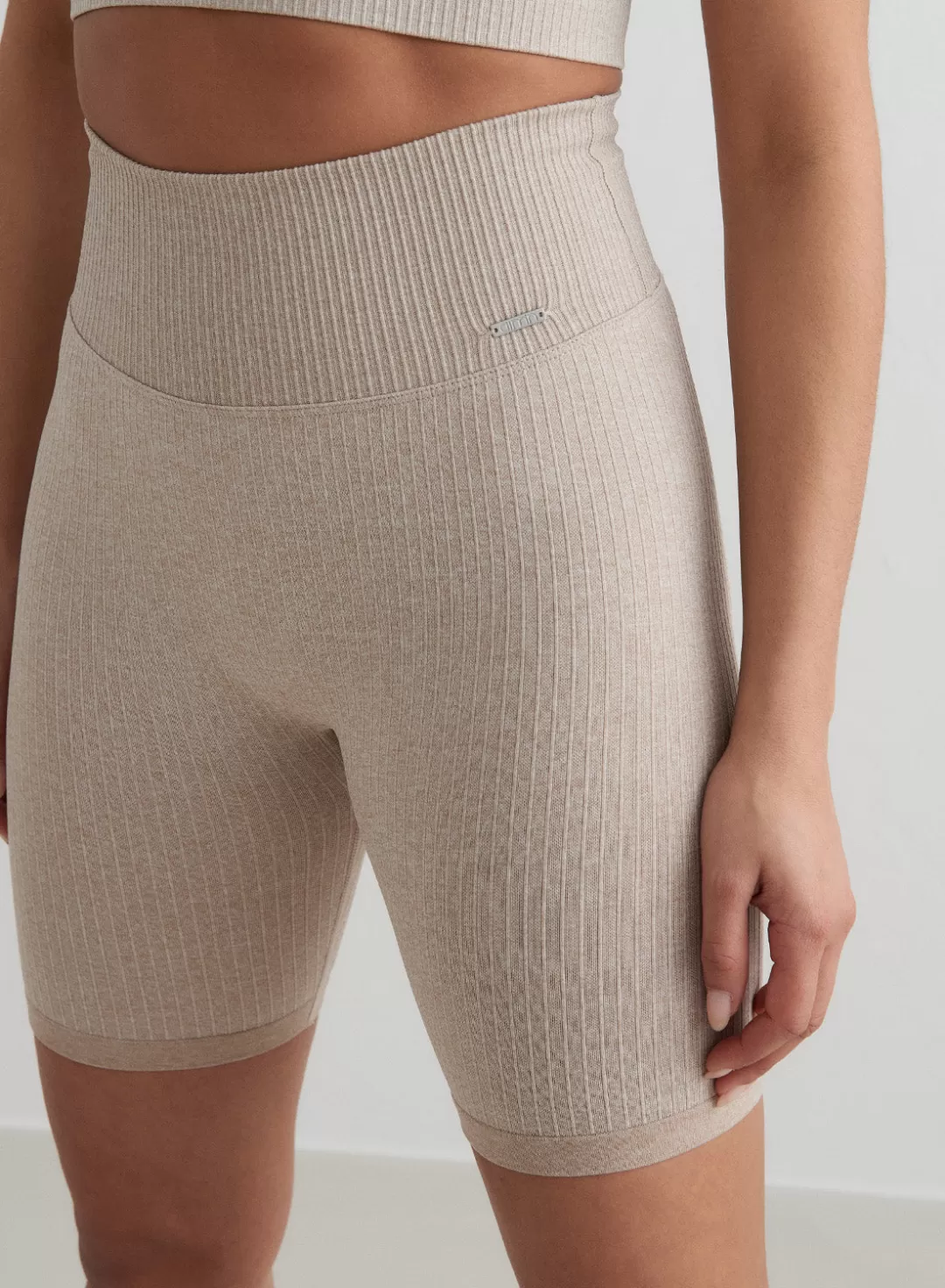 AIM’N Ribbed Seamless Biker Shorts Beige Discount