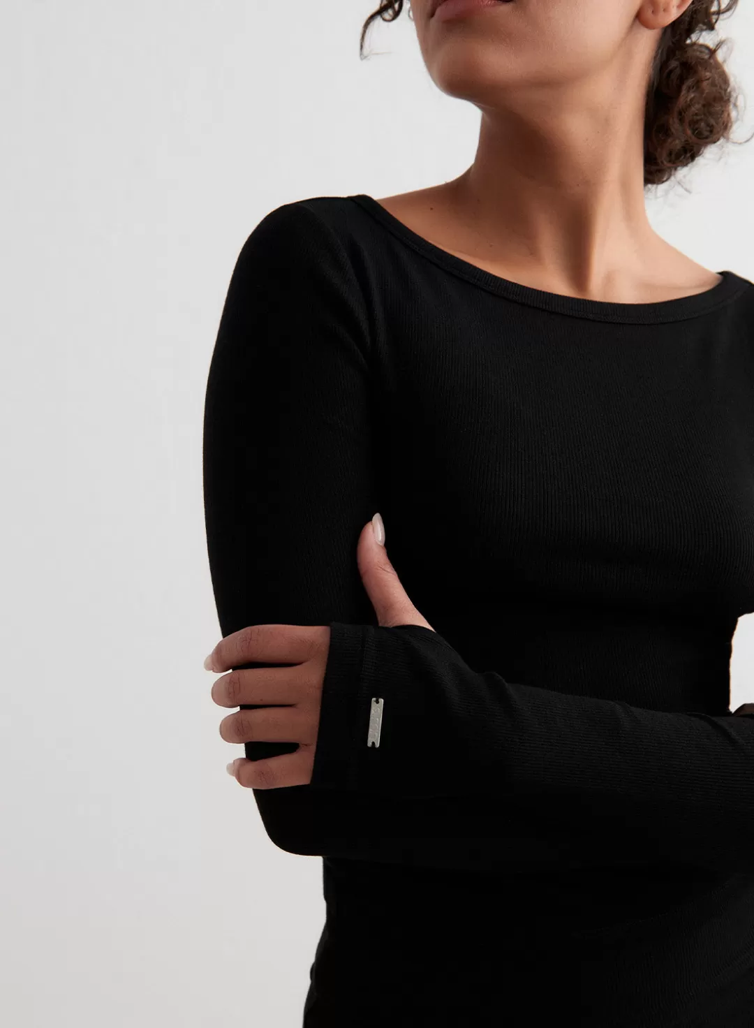 AIM’N Ease Ribbed Long Sleeve Top Black Clearance