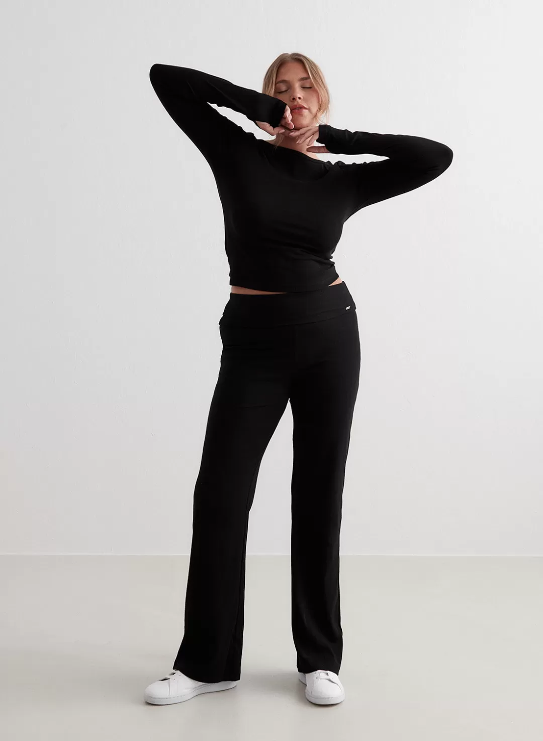 AIM’N Ease Ribbed Long Sleeve Top Black Clearance