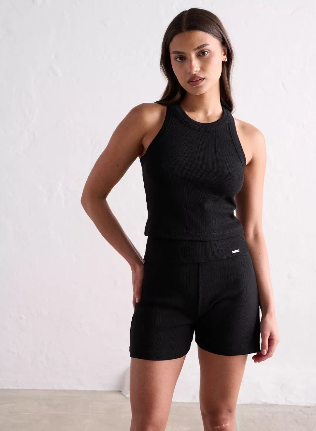 AIM’N Ease Ribbed Shorts Black Sale