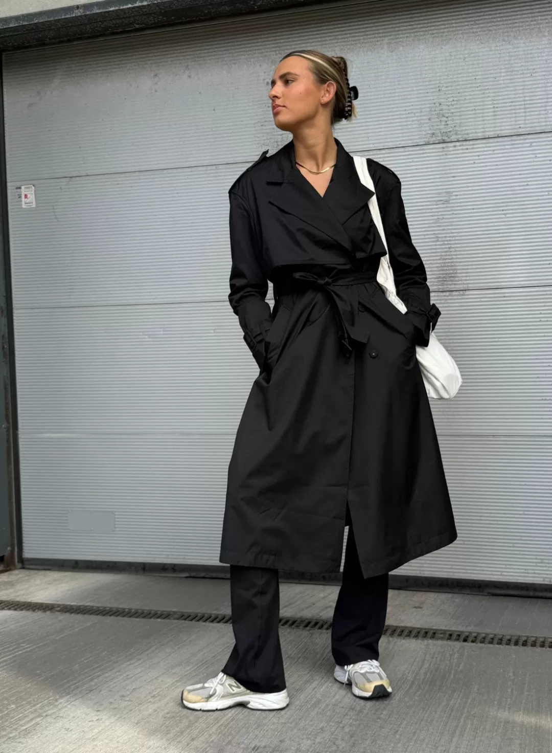 AIM’N Recycled Tech Trench Coat Black Fashion