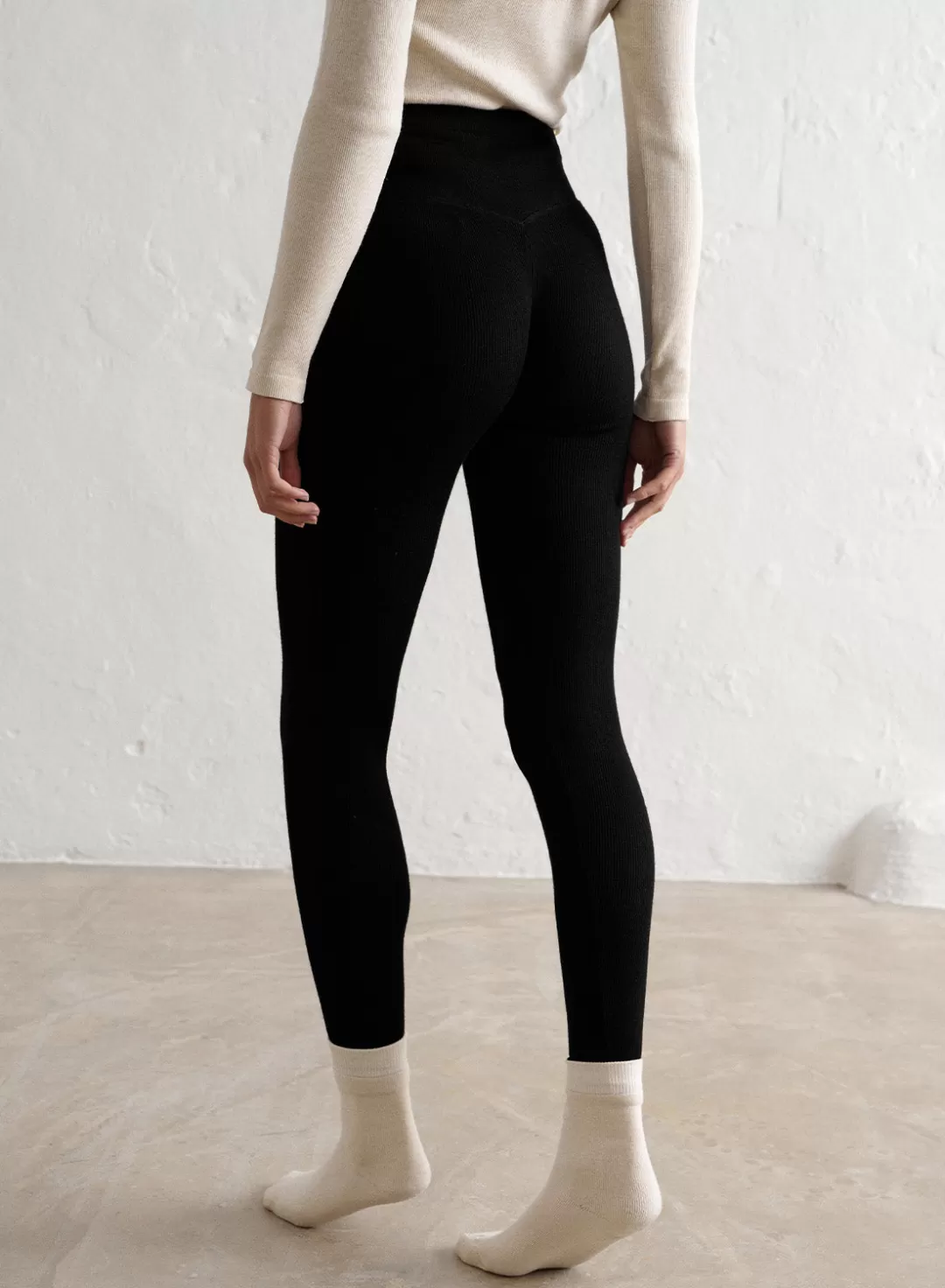 AIM’N Ribbed Wool Leggings Black Discount