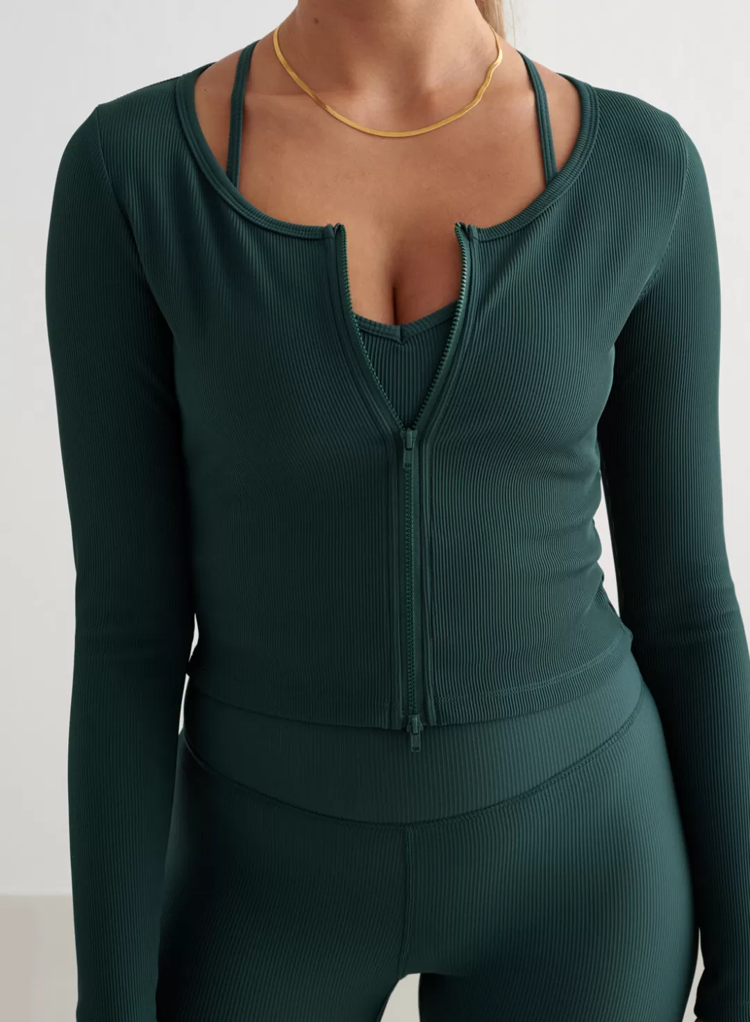 AIM’N Ribbed Performance Zipped Cardigan Deep emerald Cheap