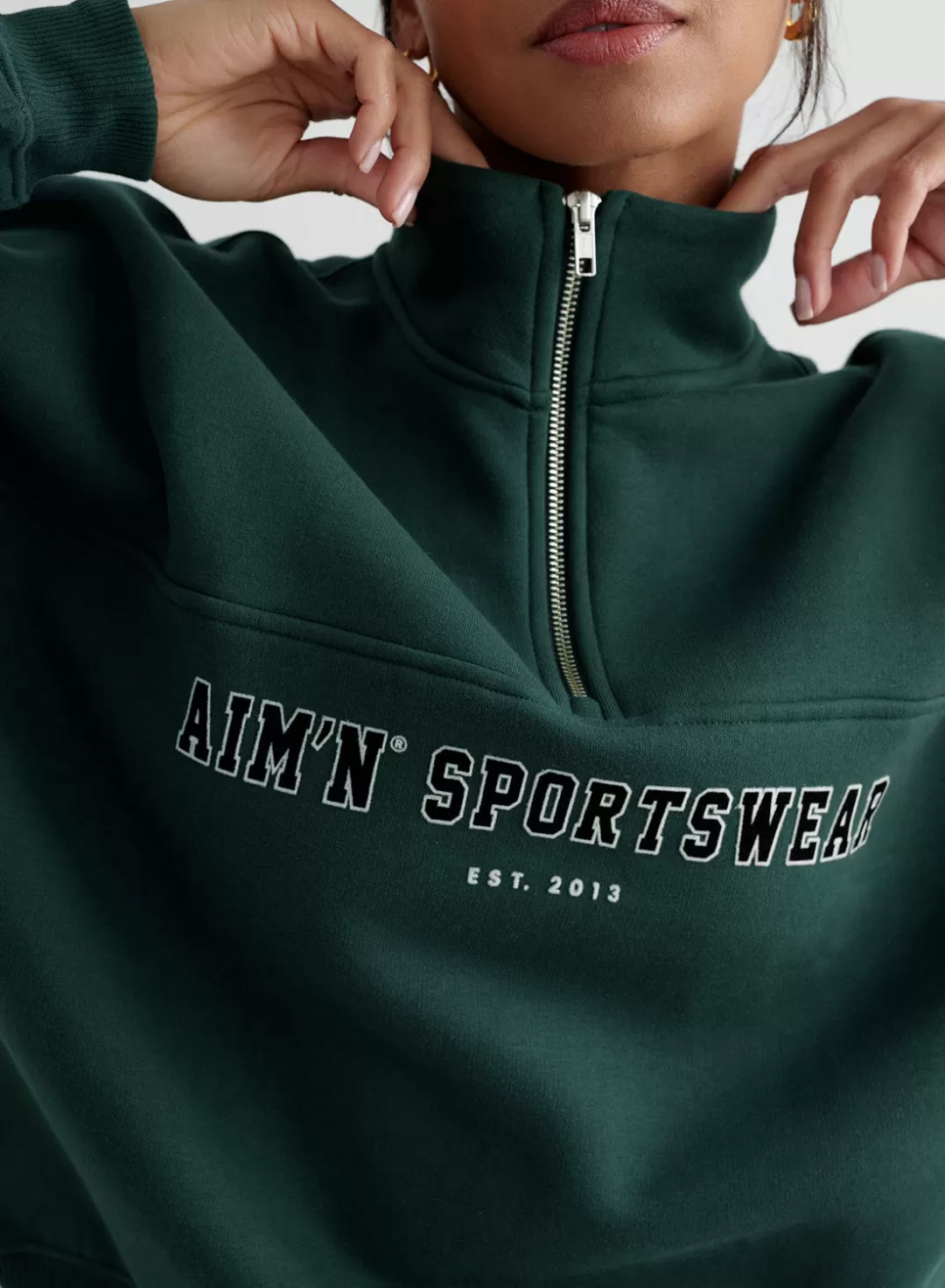 AIM’N Varsity Sweat Half Zip Deep emerald New