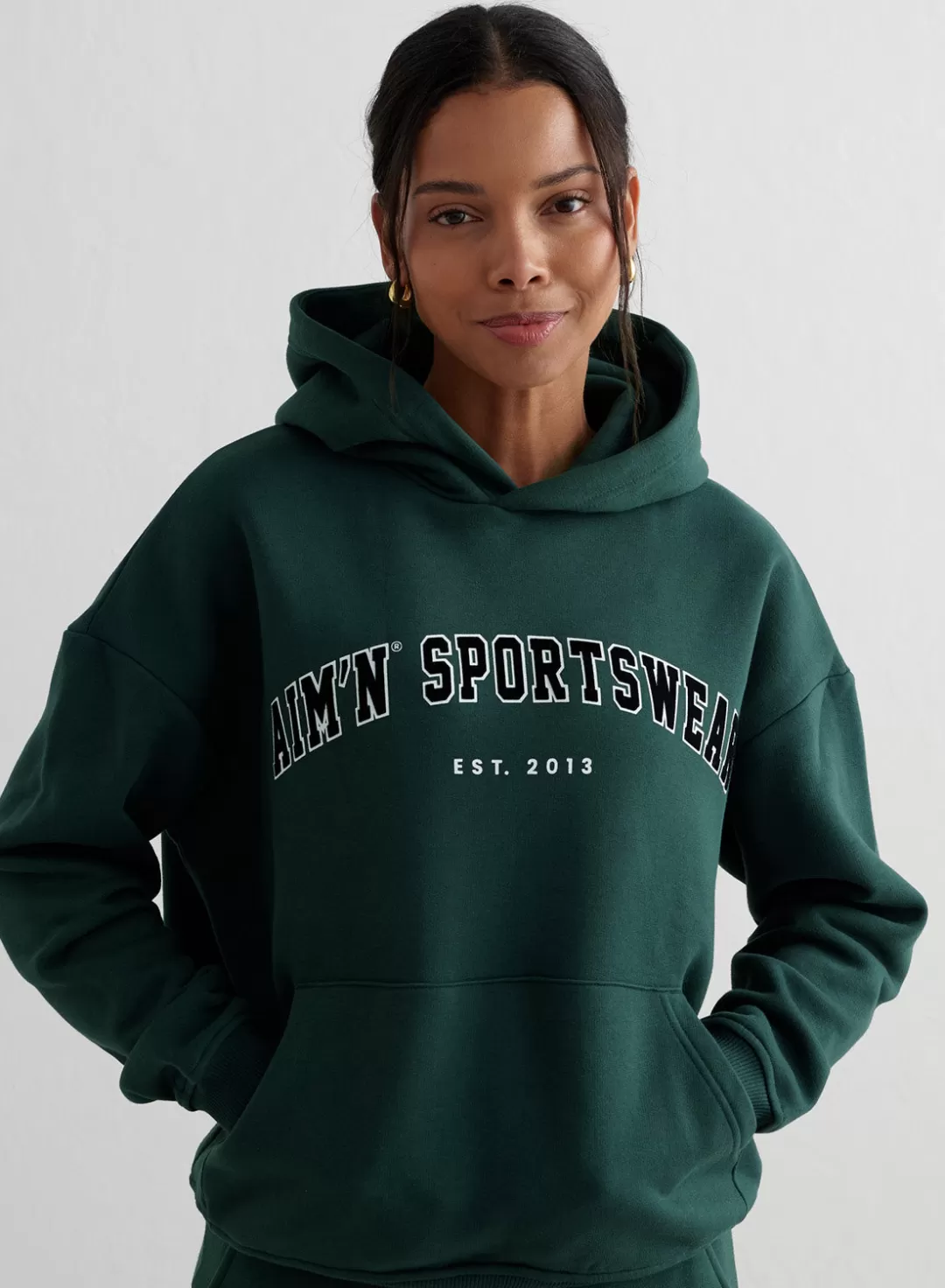 AIM’N Varsity Sweat Hood Deep emerald Flash Sale