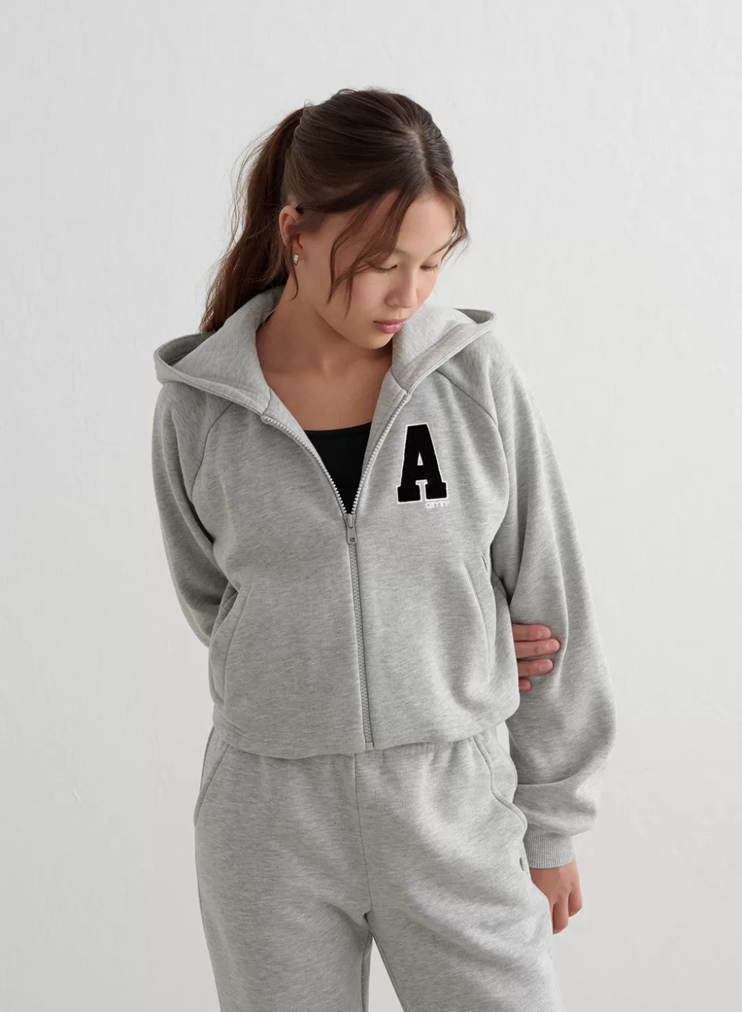 AIM’N Young Sweat Zip Hood Grey melange Best