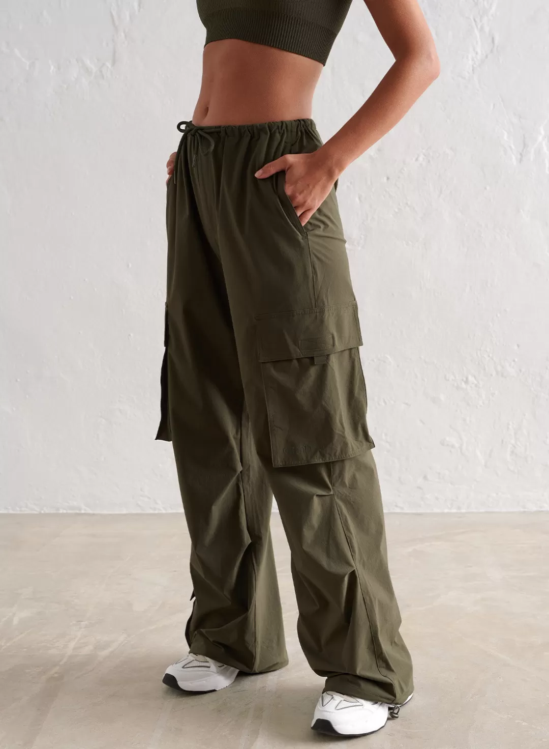 AIM’N Windbreaker Parachute Pants Khaki Clearance