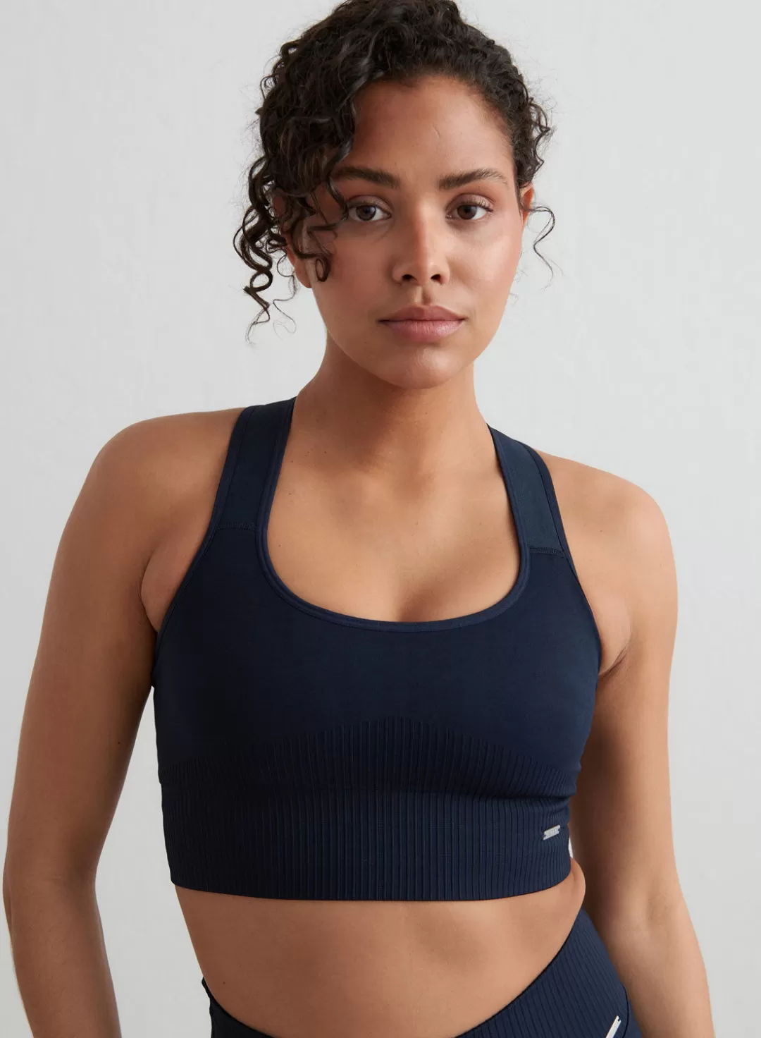 AIM’N High Support Ribbed Bra Navy Discount