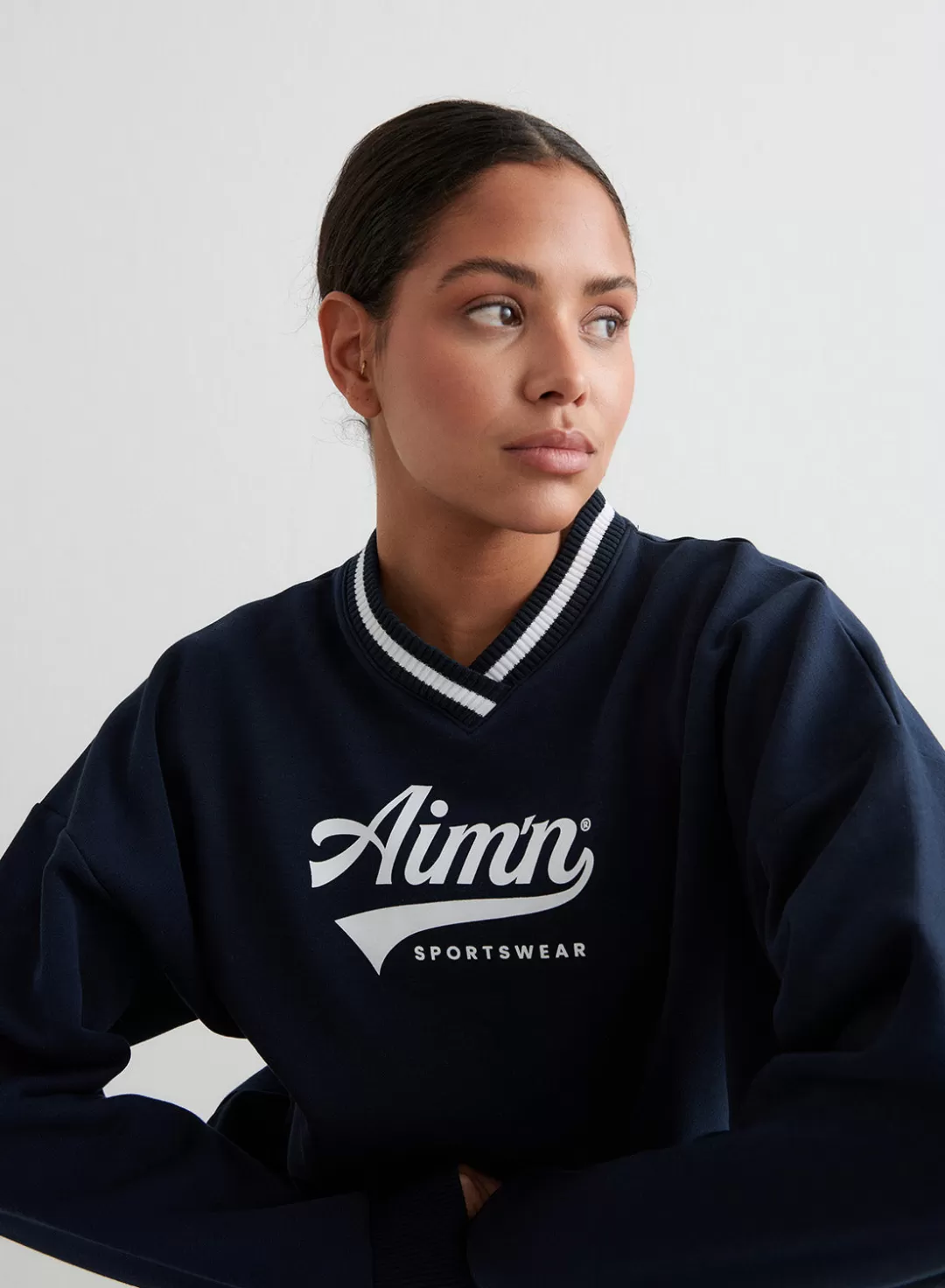 AIM’N Navy Pitch V-neck Sweatshirt New