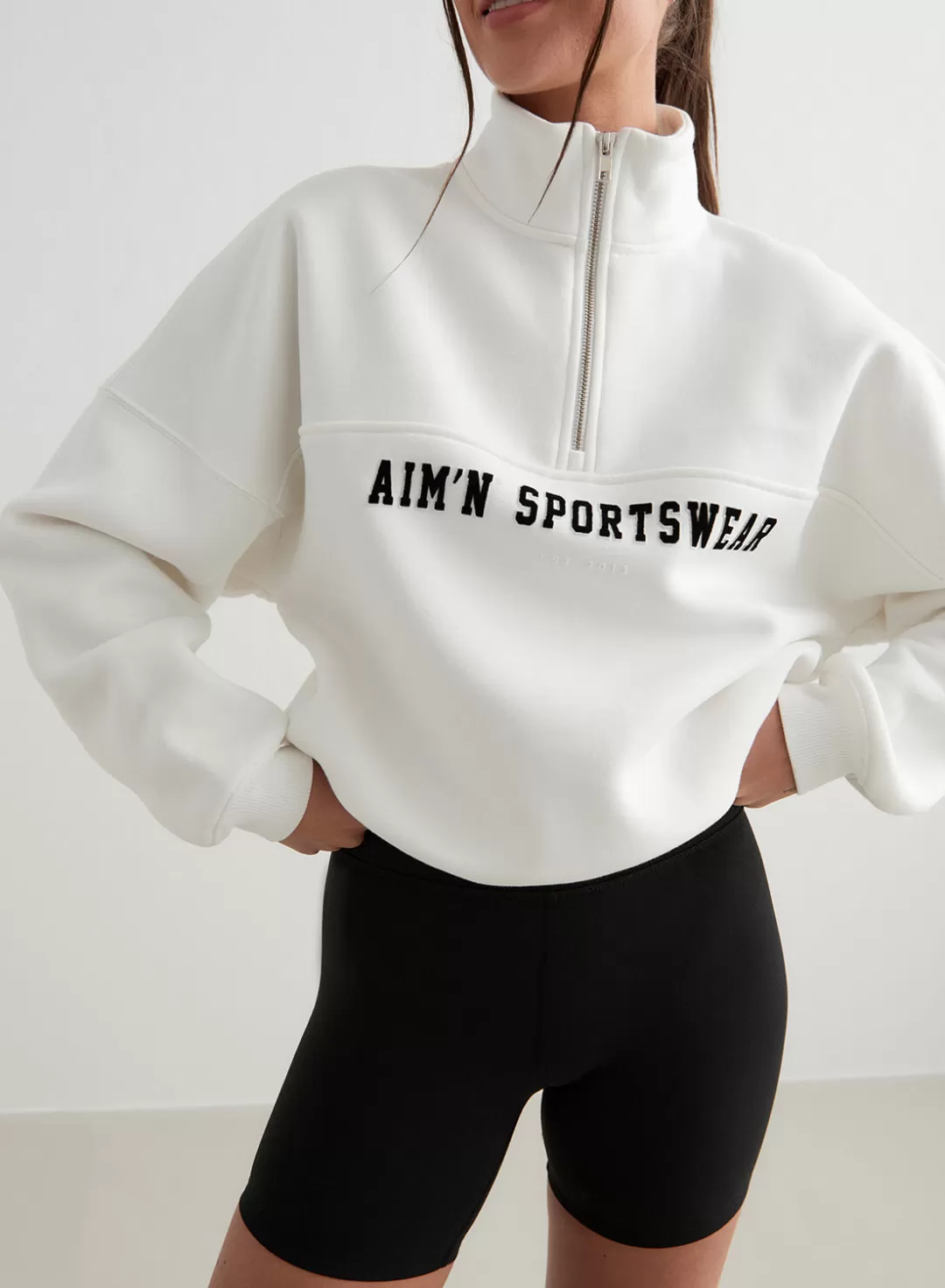 AIM’N Off-White Varsity Sweat Half Zip Off white Store