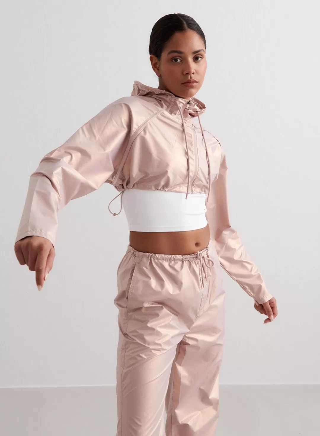 AIM’N Metallic Cropped Jacket Rose Sale