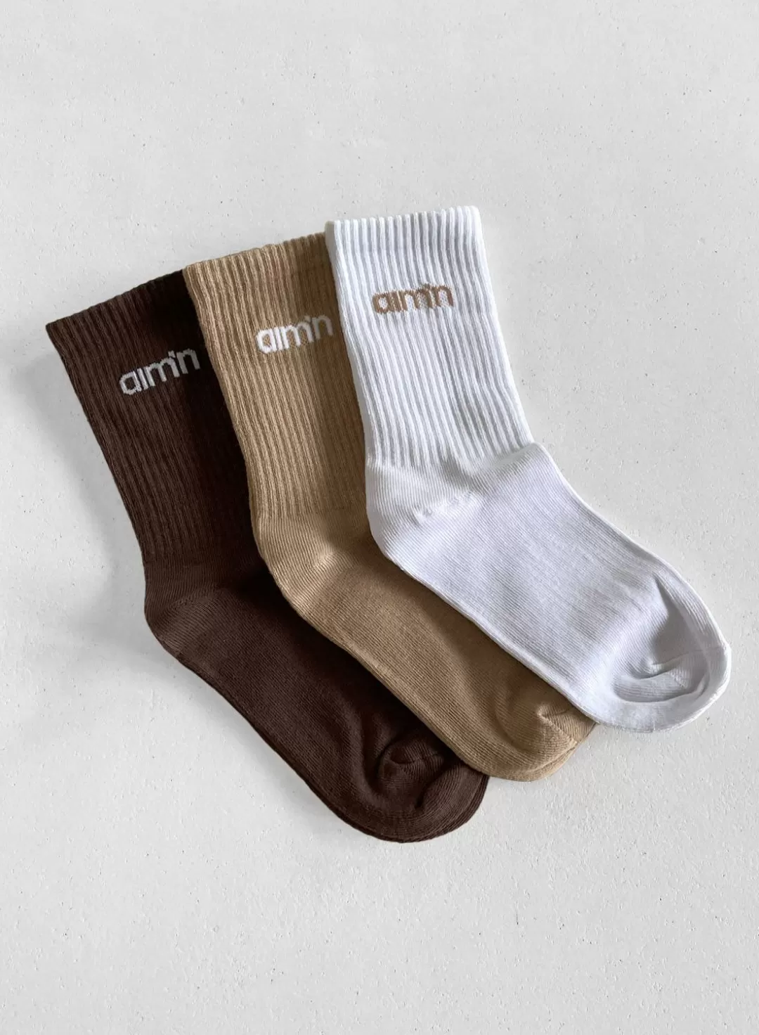 AIM’N White/Beige/Macchiato Aim'n Logo Socks 3-Pack white /beige /macchiato Cheap